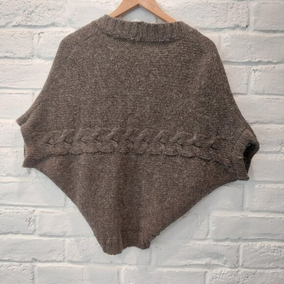 Vintage Italy Made Cardigan Women S M Brown Chunky Cable Knit Wool Blend Sweater - Picture 2 of 9